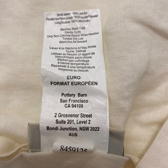 Pottery Barn Belgian Flax Linen Diamond Quilted Euro Shams - Classic Ivory - Picture 9 of 14